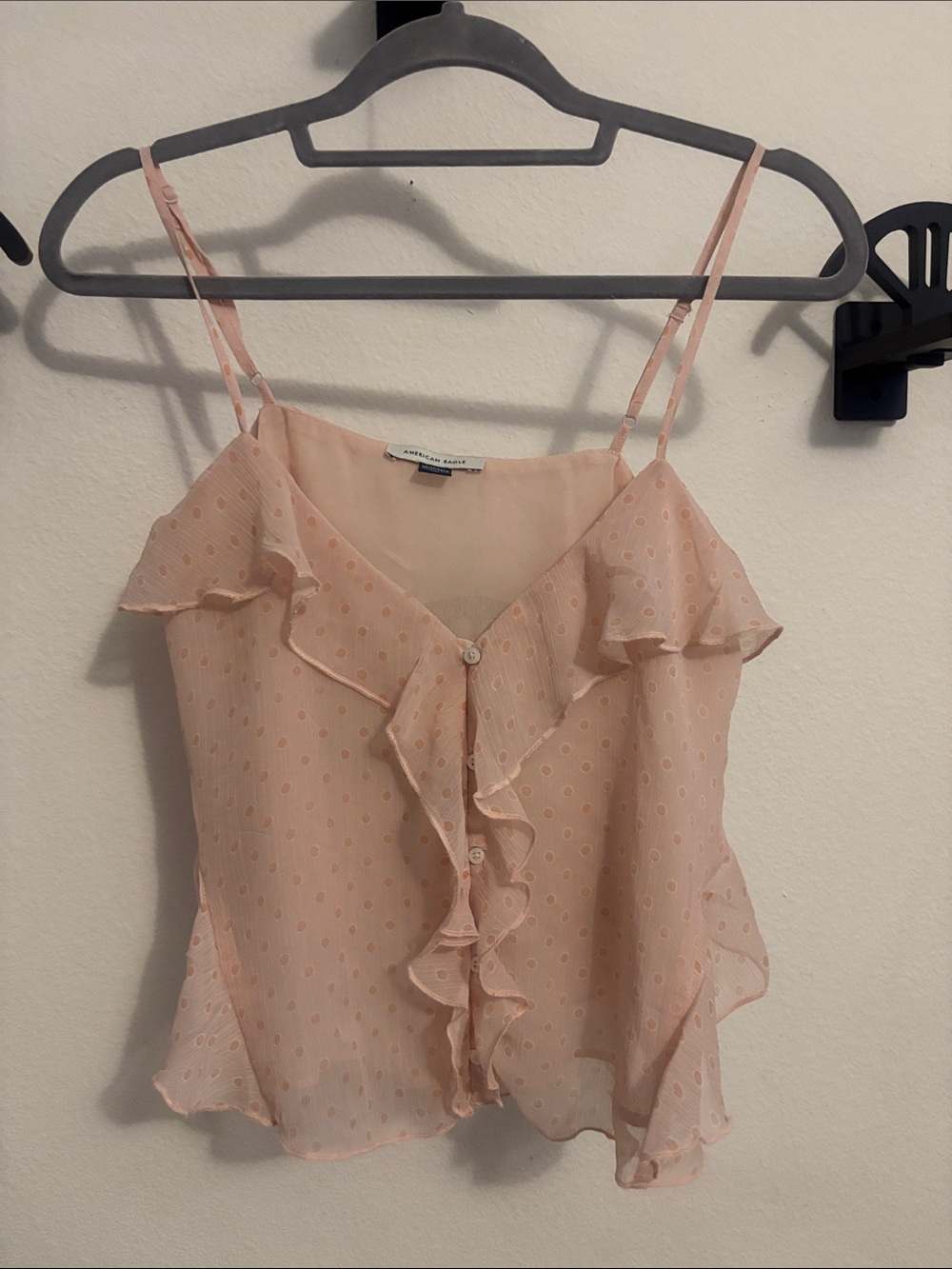 Light Pink Ruffle Cami Top - Adjustable Spaghetti Straps